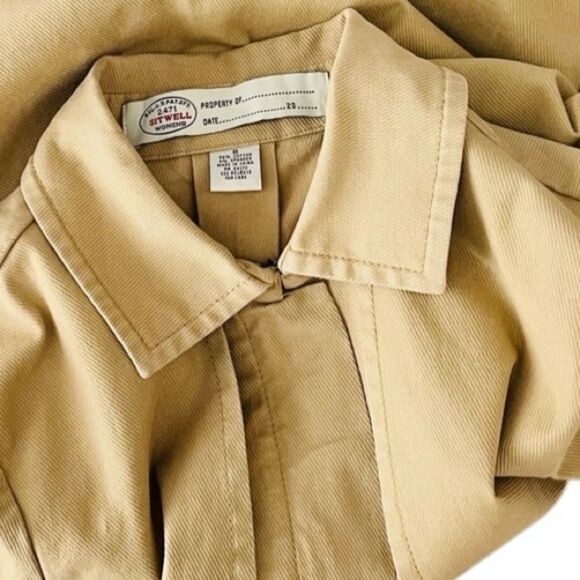 Anthropologie SITWELL Jacket Military Style Beige /Camel, Zip front Sz 8 - Picture 6 of 6
